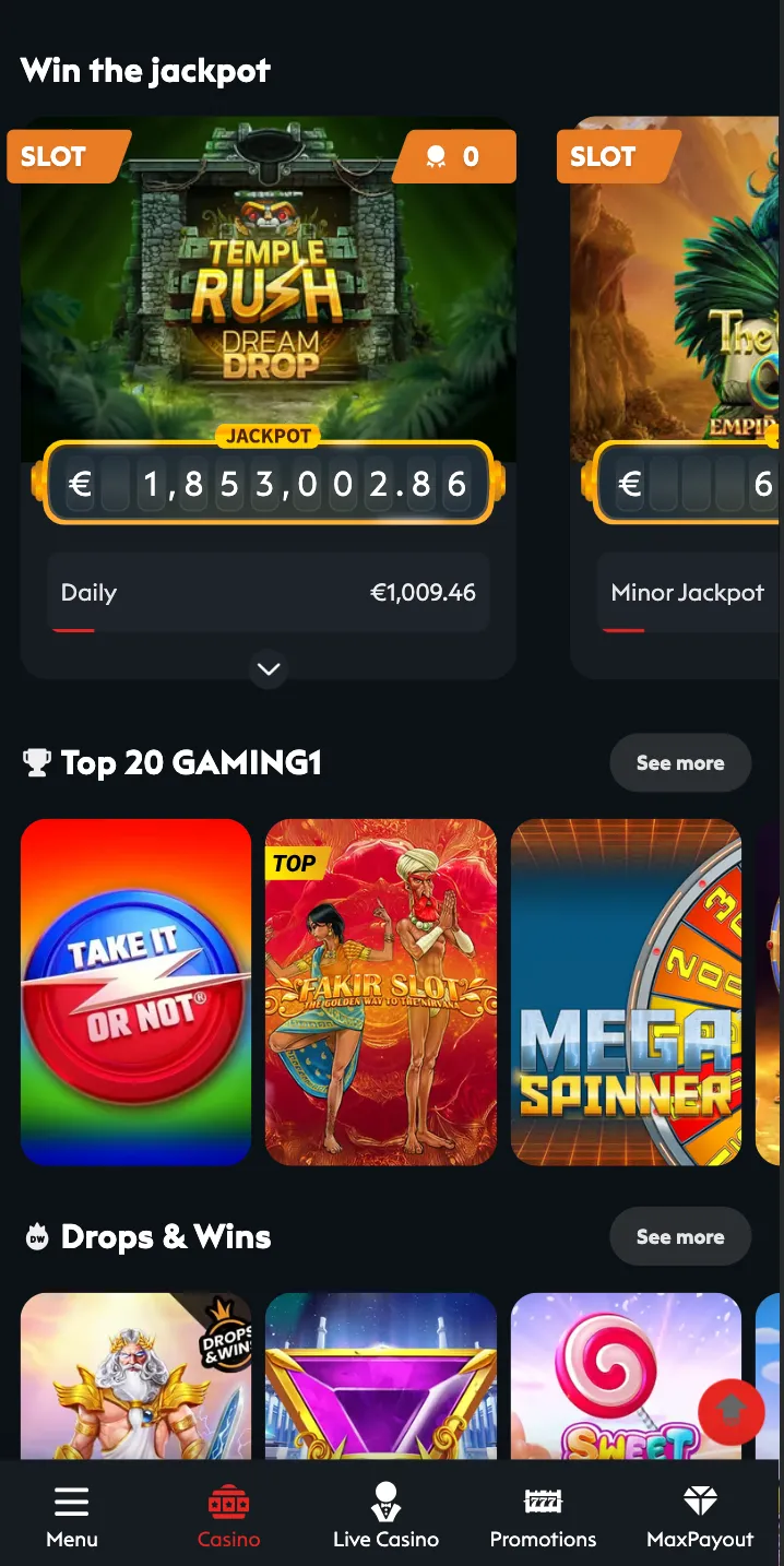 Widok mobilnej wersji serwisu i gier kasynowych 777 Casino